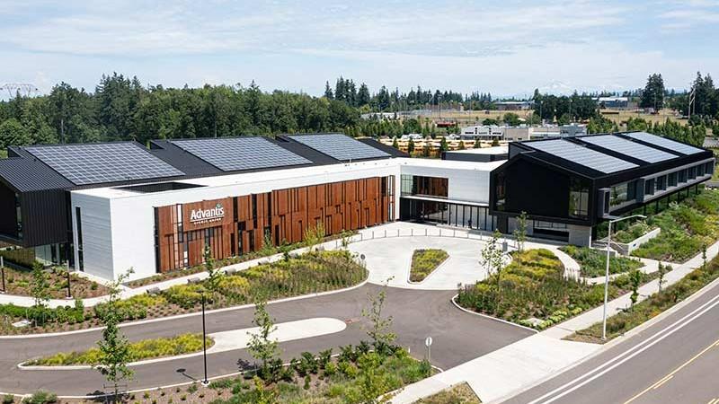 Advantis Credit Union has moved into their new 12-acre headquarters in Oregon City, OR. Their headquarters is shown here