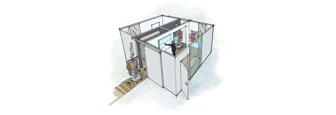 Sketch of a retail showroom