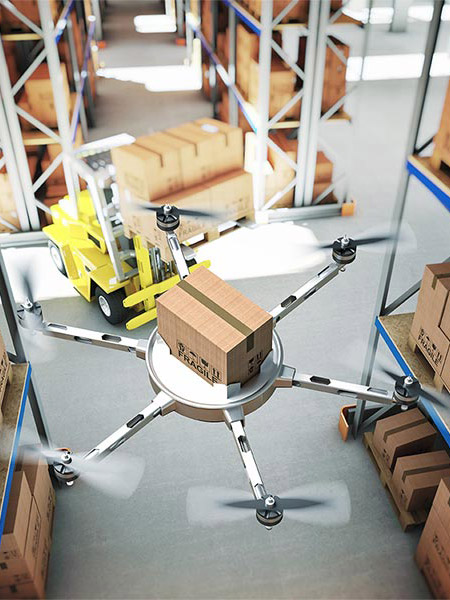 Packages are shifted by Drones