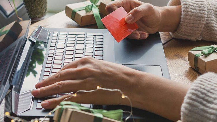 A person working in a laptop