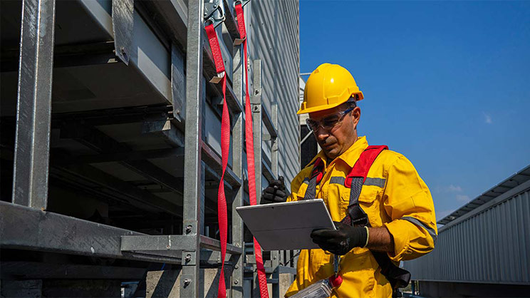 industrial worker looking on a tablet