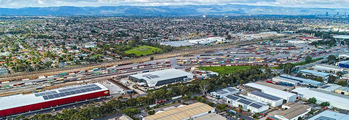 Aerial view of industrial place