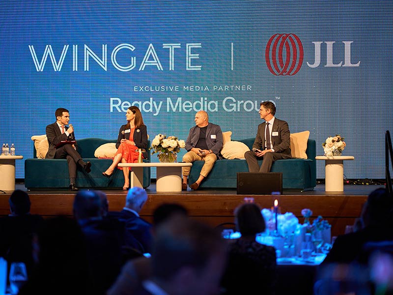 People discussing on the stage